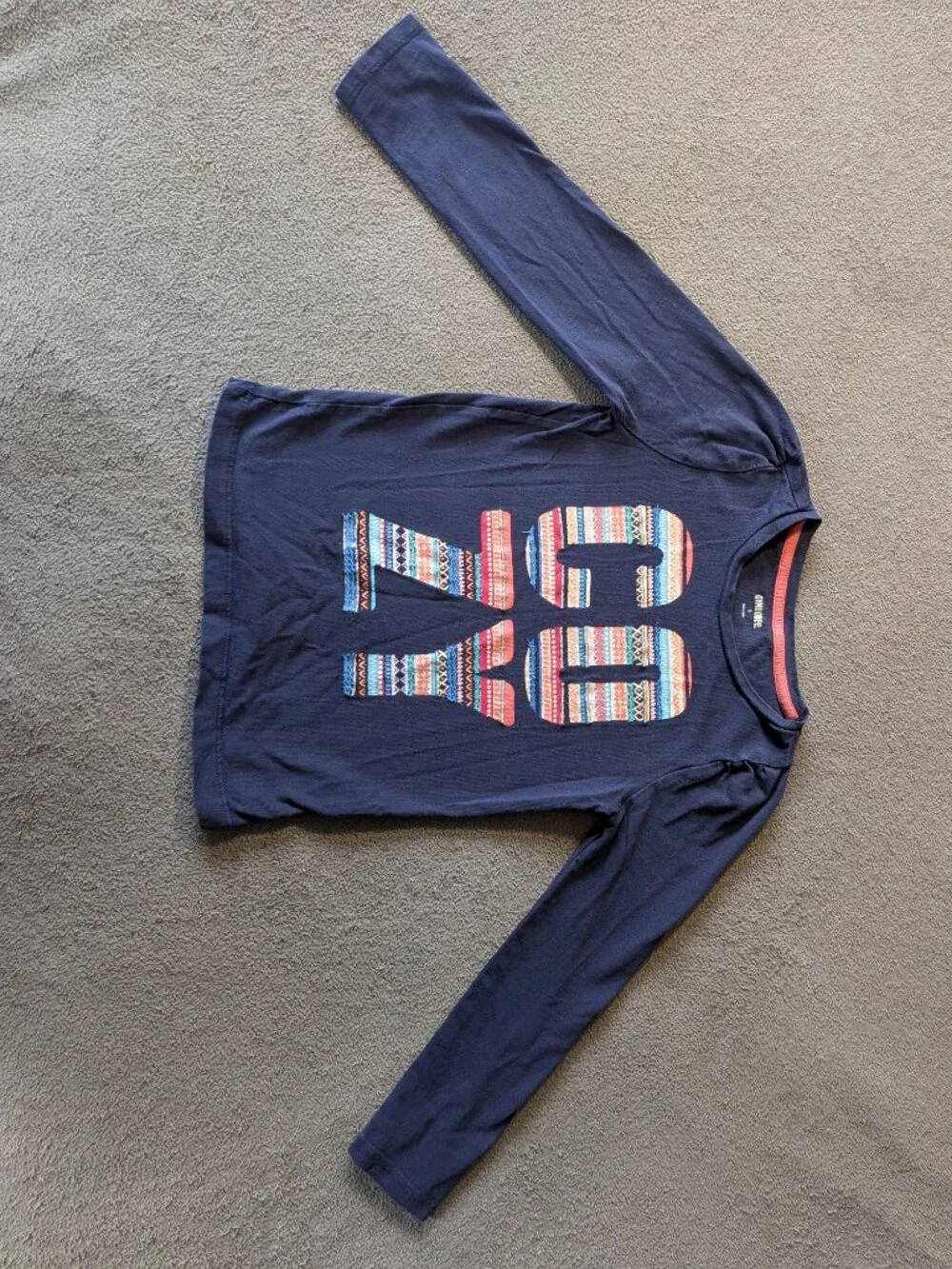 Gymboree Girls Size 5 Cozy Long Sleeve Top Embroidered Fair Isle Letters